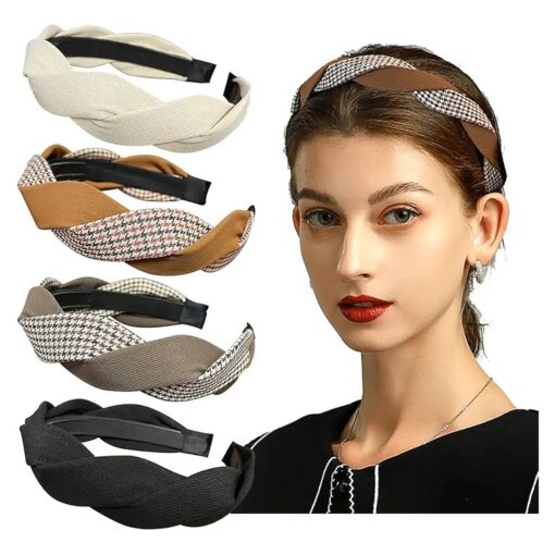 4pcs Braided Headbands for Women Girls Twrist Fabric Hairbands Fashion Hair Hoops Hair Accesorries ( Model A )