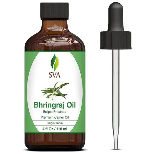 SVA Bhringraj Oil 4oz ( 118ml ) Premium Carrier Oil With Dropper For Hair Care, Hair Oiling, Scalp Massage, Skin Care & Massage