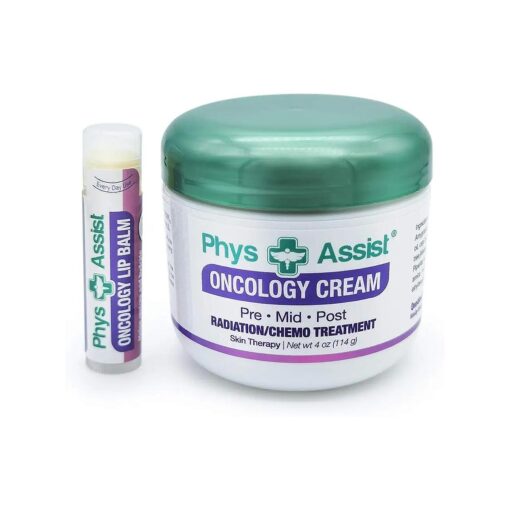 PhysAssist Oncology Cream 4 oz plus Lip Balm, Hydrates and Pampers Stressed skin, Made with a blend of natural Botanicals, Clinically Tested, Non Irritant .