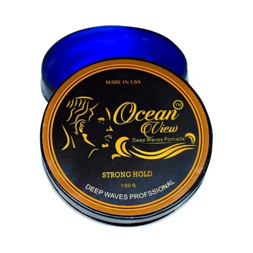 OCEAN VIEW DEEP WAVES POMADE- Water-Based Hair Cream for 360 Wave Training and Wolfing- Silky Smooth Application and Styling, Strong Hold, Easy Wash- Waver and Barber Accessories - 4oz Tin Can