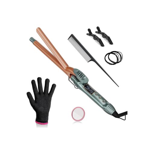 5/8 Inch Curling Iron, 5/8 Curling Wand, Hair Curling Iron with Adjustable Temperature, Pencil Hair Curler for Medium and Long Hair with LCD, with Heat Resistant Glove, 8-in-1 Gift Set