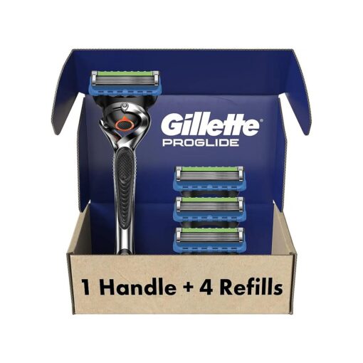 Gillette Fusion ProGlide Razors, Men 1 Gillette Razor, 4 Razor Blade Refills, Shields Against Skin Irritation