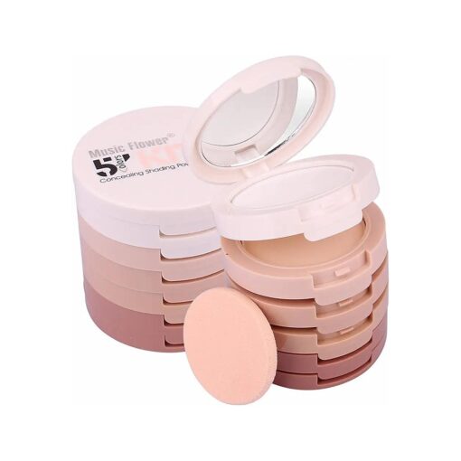 Multi-layer 5 Colour Makeup Powder Compact Powder Make up Contour Face Bronzing Foundation Correcting Pressed Powder - Facial Base Contouring Beauty Cosmetics Bronzer Pallet Palette