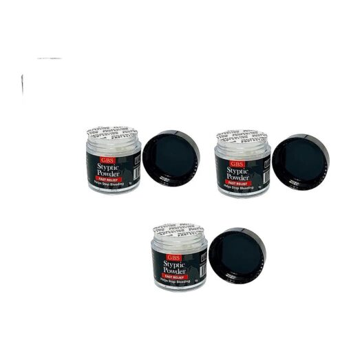 G.B.S Styptic Powder Jars for Shaving Nicks, Razor Cuts, Canker Sore, Pack of 3 ( 5gm Each )