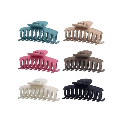 6 Pack 3.5" Hair Claw Clips for Thin and Medium Thick Hair, Strong Hold Hair Clips for Fine Hair, Non-slip Cute Claw Clips for Women and Girls, Extra Lightweight Matte Jaw clips ( Multi Color )