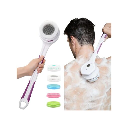 Electric Body Brush,5 Attachments Brush Heads Electric SPA Brush Spin Scrubber for Shower Bathing Cleansing Wash Deep Cleaning with Silicone Rechargeable IPX7 Waterproof