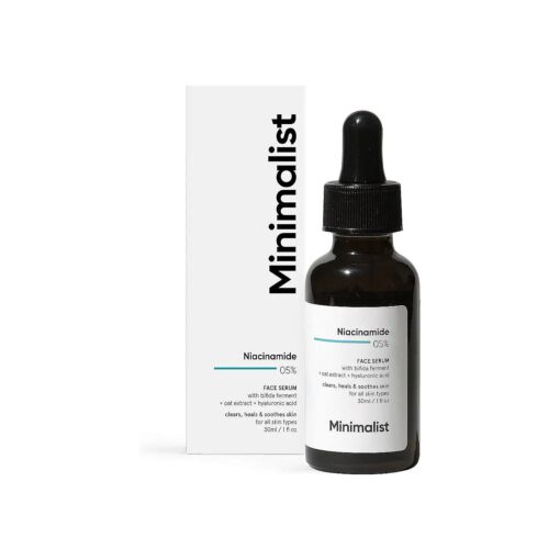 Minimalist 5 % Niacinamide Face Serum for Clear Glowing Skin | With 1 % Hyaluronic Acid for Hydration | Pore Minimizer for Face | Clears Acne Marks & Blemishes | For Women & Men | 1 Fl Oz / 30 ml