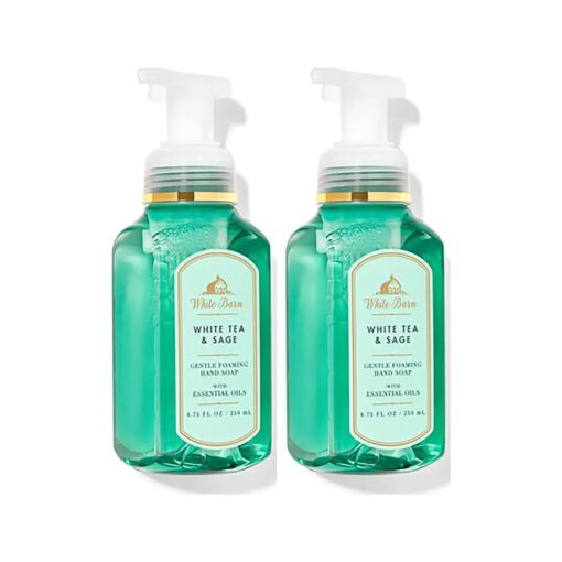 Bath & Body Works Bath and Body Works White Tea & Sage Gentle Foaming Hand Soap 8.75 Ounce 2-Pack ( White Sage ) 17.5 Ounce