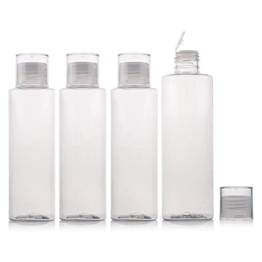 5 oz Clear Plastic Empty Bottles Travel Bottle Container with Flip Cap BPA -free Sample Tube Jars for Cosmetic Bath Shower Gel Lotion Liquid Shampoo - Set of 4