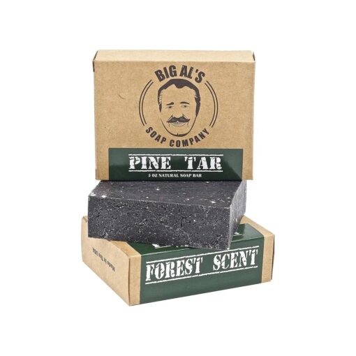 Big Al 's Pine Tar Soap ( 1 ) 5oz Bar With Natural Ingredients and Essential Oils, Forest Scent