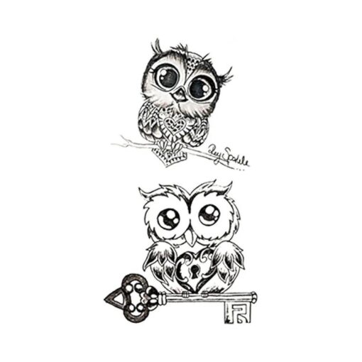 Set of 5 Waterproof Temporary Fake Tattoo Stickers Classic Grey Night Owls Animals Cartoon Design Kids Child