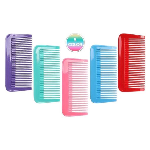 Colorful Fine Tooth Hair Comb Set, Kids comb, Pocket Combs, 5 Colors in Pack, Inc, Hair Combs For Women, Men and Kids, Blue, Red, Green, Purple and Pink