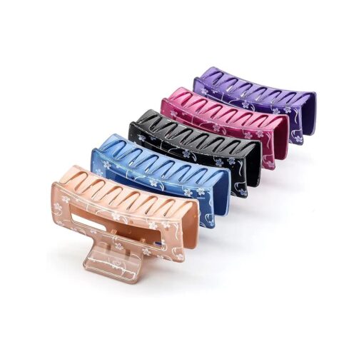 5 Pack Hair Claw Clips, Square Claw Hair Clips for Women Girls, 3.4" Fashion Hair Claws Non-slip Strong Hold Hair Clamps, Claw Clips for Thin Thick Hair