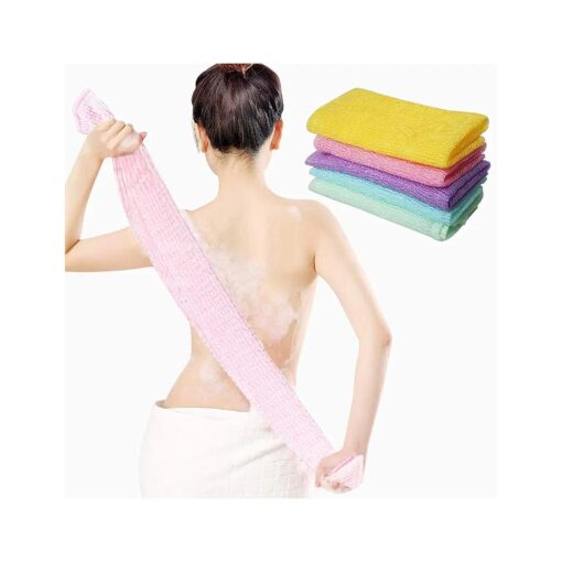 5 Pieces Beauty Skin Bath Wash Towel Long Exfoliating Nylon Bath Cloth Towel, Magic Shower Washcloth for Body, 35 inches ( 5 Colors )