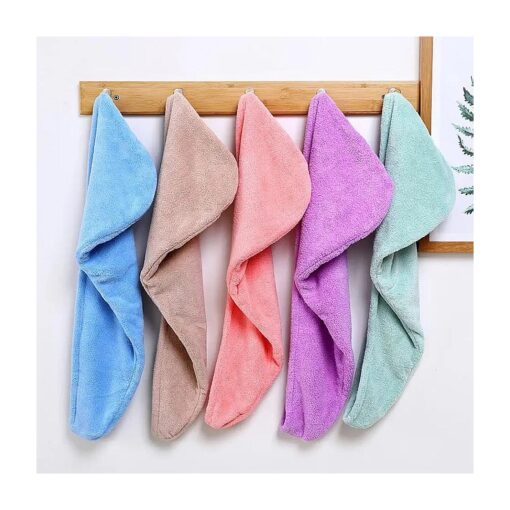 Hair Drying Towels, 5pcs Microfiber Hair Towel for Hair Turban Wrap Drying Head Towels for Girl Women ( 25 x 65cm )