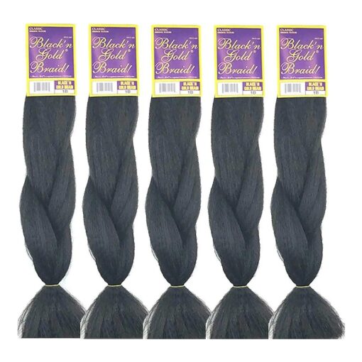 BNG Classic Braiding Hair 25 Inch 100 % Kanekalon Jumbo Synthetic Bulk Braiding Hair Extensions for Goddess, Box Braids, Twists, Faux Locs, Crochet Braids 5 Pack ( Color # 1 )