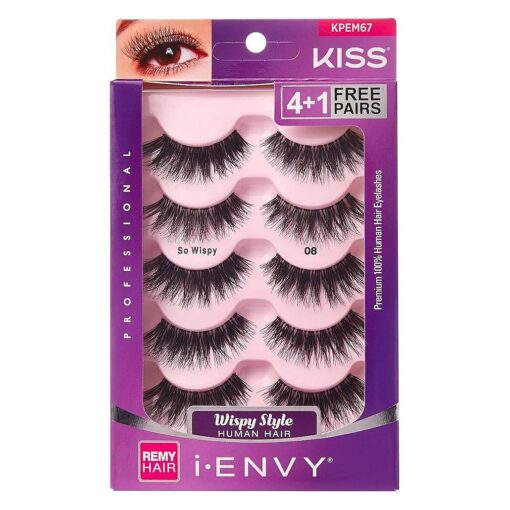 i-ENVY So Wispy Multi Pack - Made with Premium Natural Hair, Dramatic Volume & Curl, Contact Lens Safe, Reusable, Natural Look, 5 Pairs ( 1 Pack )