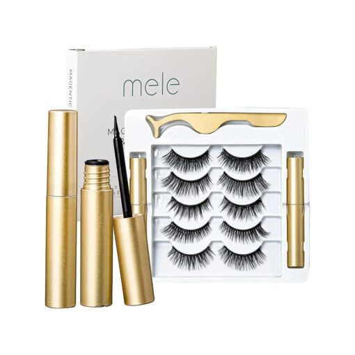 MELE Mele Magnetic Eyelashes & Eyeliner Kit | Reusable Easy To Apply Natural Looking Lash Kit | Long Lasting Comfortable False Lashes | 5 Pairs, 8 Piece Set