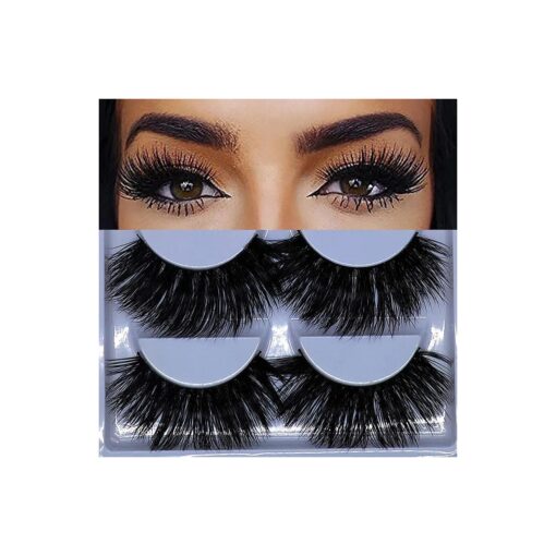 5 Pairs 3D Mink Lashes Natural Fluffy False Eyelashes 25mm Long Strip Lashes Handmade Cruelty-Free Fake Eyelashes for Makeup ( K02 )