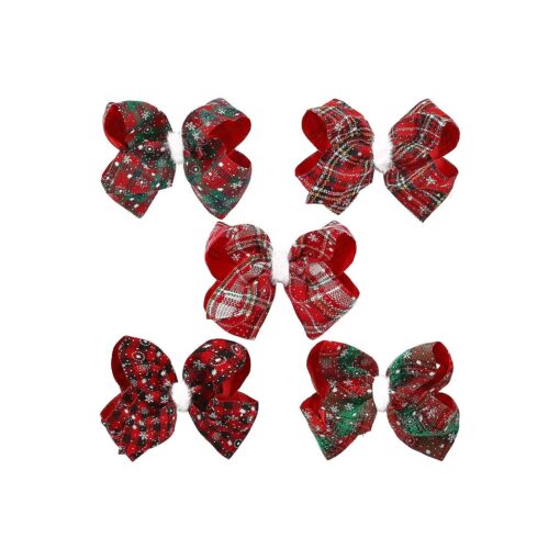 5 Pieces Christmas Hair Bows for Girls Large Christmas Bow Clips for Toddler Baby 7 Inch Lattice Christmas Plaid Hair Bow Bowknot Hairpins Kids Hair Accessories