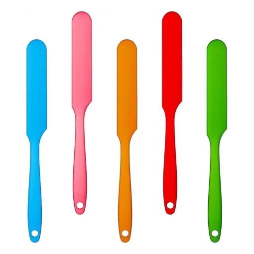 5 Pieces Non Stick Wax Spatulas Large Hard Wax Sticks Silicone Spatula Hair Removal Waxing Applicator Reusable Scraper for Home Salon Body Use, 5 Colors