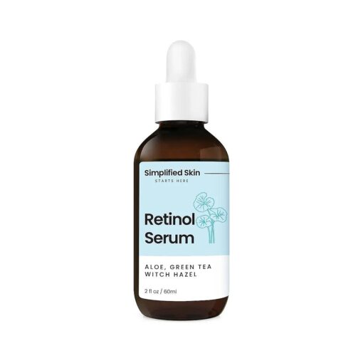 Retinol Serum 2.5 % for Face & Eyes ( 2 oz ) with Vitamin E, A, Hyaluronic Acid & Green Tea for Anti-Aging, Fine Lines & Wrinkles, Brightening Facial Serum for Day & Night use by Simplified Skin