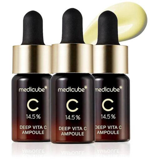 Medicube Deep Vita C Serum 2.0 || 14.5 % Pure Vitamin C reduce the appearance of hyperpigmentation, dark spots, and blemishes | 16 self-tests complete | Korean skincare ( 10g * 3 bottles )