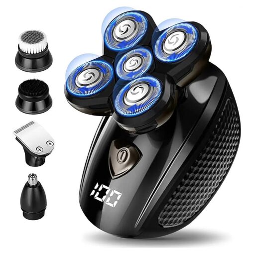 Bald Head Shaver, Electric Razor for Men, 5-in-1 Head and Face Grooming Kit, Waterproof and Rechargeable