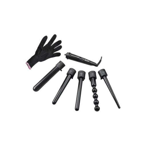 Curling Iron Set, Zealite 5 in 1 Luxurious Hair Curling Wand Set Hair Wand with Free Heat Resistant Glove ( Black )