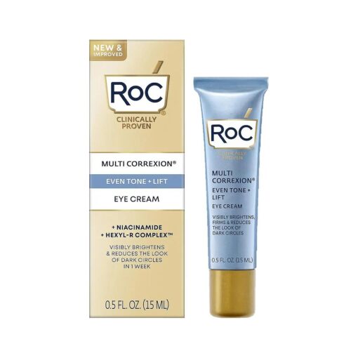 RoC Multi Correxion 5 in 1 Anti-Aging Eye Cream for Puffiness, Under Eye Bags & Dark Circles, Skin Care Treatment with Shea Butter, 0.5 Ounces ( Packaging May Vary )