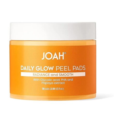 JOAH Daily Glow Peel Pads with Glycolic Acid, PHA and Papaya Extract, 50 Count