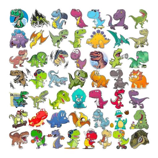 50 PCS 3D Dinosaur Temporary Tattoos For Kids Boys Teens, Fun T-Rex Fake Face Tattoo Sticker For Children Party Favor Sets Supplies, Small Dino Tatoos For Girls Birthday Gifts Decoration