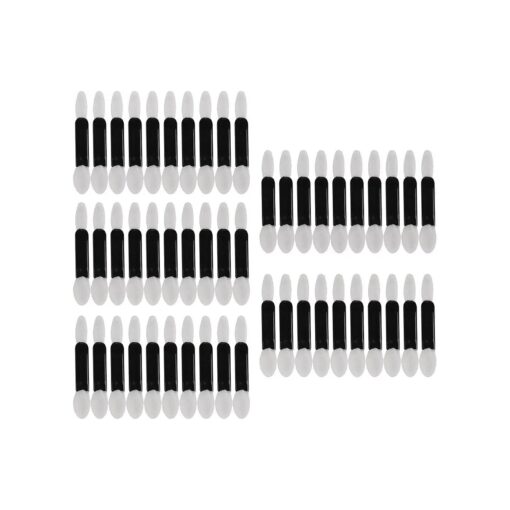 50pcs Disposable Double Ended Brush EyeShadow Applicator Tools Black