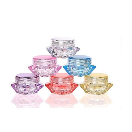 50 Pcs 5 Gram/5 ML Cosmetic Sample Empty Container Plastic Clear Cosmetic Pot Jars with Lids Diamond-shape Makeup Jars Bottles for Eye Shadow Nails Powder Jewelry, Mix-Color