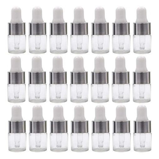 50pcs Clear Glass Dropper Bottles Mini Essential Oil Vials with Glass Eye Dropper Empty Cosmetic Lotion Sample Bottles Refillable DIY Cosmetic Container Liquid Perfume ( 2ml )