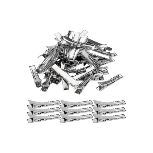 CELLOT Alligator Hair Clips, CELLOT 50pcs Metal Alligator Clips Silver Hair Clips, Sprong Bulk Hair Grips for Hair Bows Making Crafts