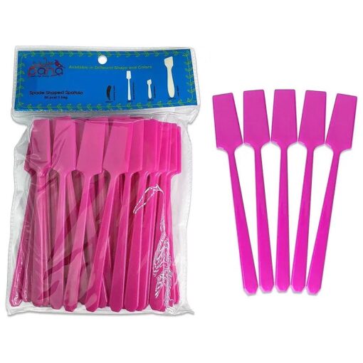 Pana ( 50 Pieces ) 5" Makeup Pink Spade Shaped Spatulas Cosmetic Skin Care Facial Cream Mask Spatula for Mixing and Sampling