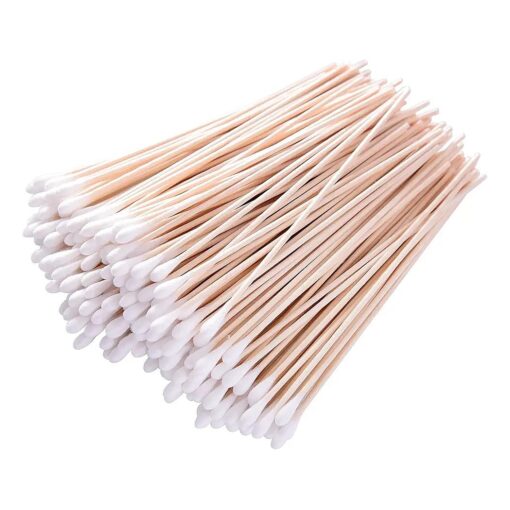 Hicarer 500 Pieces 6 Inch Swabs Stick Tipped Applicator Single Tip with Wooden Handle