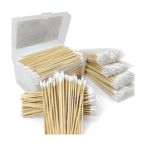 500PCS Precision Gun Cleaning Swabs, 6 Inch Pointed Cotton Swabs with Storage Case - Lint Free Sturdy Cotton Swabs with Bamboo Handle - Long Cotton Swab for Gun Cleaning, Makeup, Electronic