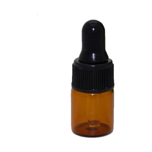 50Pcs Mini 2ML Empty Refillable Amber Glass Essential Oil Bottles Perfume Cosmetic Liquid Aromatherapy Lotion Sample Storage Containers Vials Jars with Eye Dropper Dispenser, Black Screw Cap