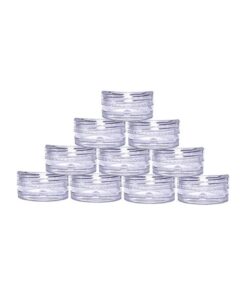 ( 50 Pieces, Clear ) 3gram/3ml Round Clear Container Jars with Clear Screw Cap Lids for Lip Balms, Makeup Samples Makeup Eye Shadow Nails Powder Jewelry - BPA Free