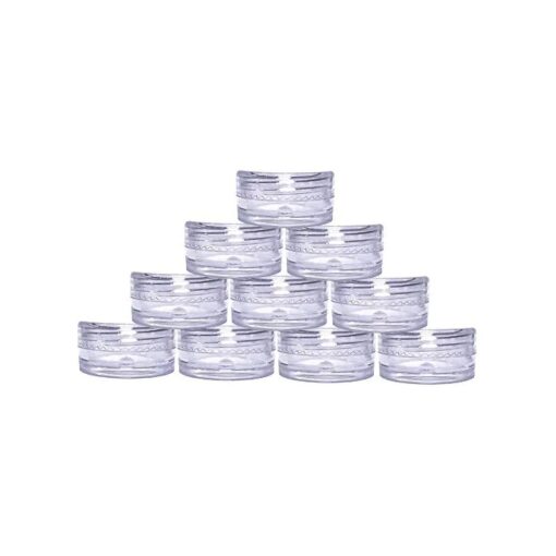 ( 50 Pieces, Clear ) 3gram/3ml Round Clear Container Jars with Clear Screw Cap Lids for Lip Balms, Makeup Samples Makeup Eye Shadow Nails Powder Jewelry - BPA Free