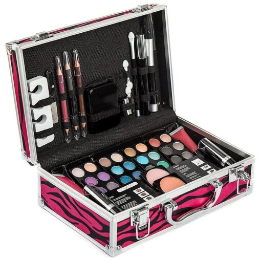 Makeup Kit Gift Set - 51 Piece - 32 Eye Shadows, 2 Blushes, 2 Lip Glosses, 2 Lipsticks, 2 Eye Liner Pencils, 1 Lip Liner Pencil, 1 Mascara - Case with Carrying Handle