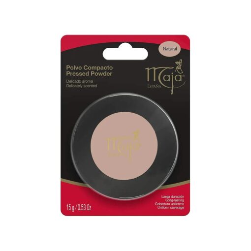 Natural Maja Pressed Powder| Delicately Scented Pressed Powder, Mirror and Tassel Compartment for Flawless Skin ; 0.53 Ounces