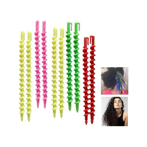 56 Pcs Spiral Perm Rods for Natural Hair Spiral Hair Rods Set Spiral Curl Rods Barber Hairdressing Hair Rollers Salon Tools for Women Girls Plastic