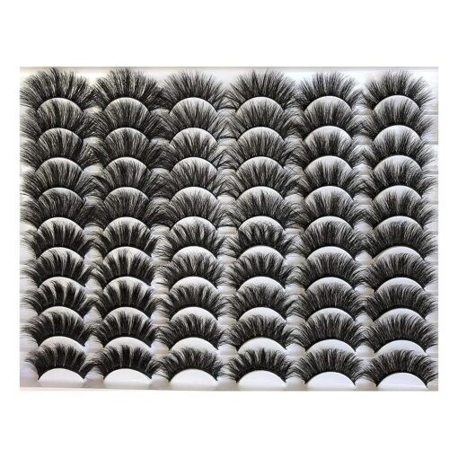 Gmagictobo False Eyelashes Fluffy 30 Pairs Pack Faux Mink Lashes 20MM Long Dramatic 6 Styles Mixed 5D Medium Volume Thick Fake Eyelashes Soft Crossed Makeup Eye Lashes