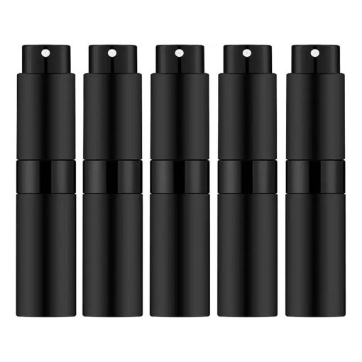 5PCS/8ml Perfume Travel Refillable, Portable Perfume Atomizer Refillable, Empty Mini Size Spray Bottle for Men & Momen, ( Matte Black