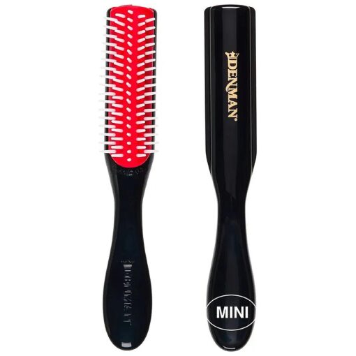 Denman Curly Hair Brush D14 ( Black ) 5 Row Styling Brush for Detangling, Separating, Shaping and Defining Curls, Fringes & Bangs - For Women and Men