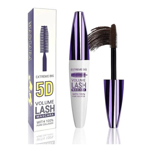 5D Waterproof Mascara Volume and Length-Thrive Brown Tubing Mascara for Eyelashes, Fiber Lash Extensions Colored Mascara, Longlasting Curling Voluminous Colorful Mascara for Women Eye Makeup