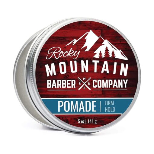 Rocky Mountain Barber Company Pomade for Men - 5 oz Tub Classic Styling Product with Strong Firm Hold for Side Part, Pompadour & Slick Back Looks - High Shine & Easy to Wash Out - Water Based